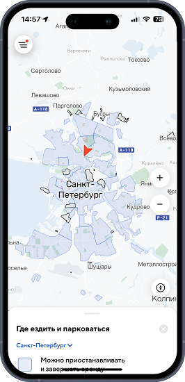 BelkaCar в Санкт-Петербурге Зона покрытия BelkaCar в Санкт-Петербурге